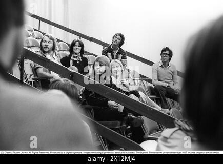 ABBA. Eine schwedische Popgruppe, die zu den beliebtesten und erfolgreichsten Musikgruppen aller Zeiten zählt. Die Mitglieder von ABBA: Anni-Frid Lyngstad, Benny Andersson, Agnetha Fältskog und Björn Ulvaeus 1976 Stockfoto