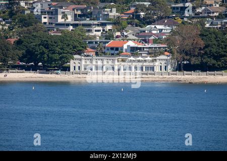 Balmoral Sydney, Heritage Bathers Pavilion Restaurant am Edwards Beach Balmoral Mosman und beherbergt Immobilien im Balmoral Vorort, Australien Stockfoto