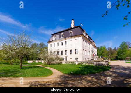 Fruehling im Branitzer Park DEU/Deutschland/Brandenburg/Cottbus, 11.04.2024, Fruehling in Brandenburg - Fuerst-Pueckler-Park Branitz in Cottbus mit Schloss Branitz an einem sonnigen Fruehlingstag im April. *** Frühling in Branitz Park DEU Deutschland Brandenburg Cottbus, 11 04 2024, Frühling in Brandenburg Fuerst Pueckler Park Branitz in Cottbus mit Schloss Branitz an einem sonnigen Frühlingstag im April AF Cottbus 65152.jpeg Stockfoto