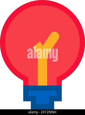 Symbol für beschädigte elektrische Glühlampe. Problemlösung, Geschäftsprozess-gestrichenes flaches Element für modernes und Retro-Design. Ein einfaches Farbvektor-Piktogramm ist Stock Vektor