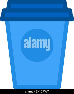 Symbol für Getränkebehälter aus Kunststoff. Trinkbecher, mit Geschäftsprozessen gestrichenes flaches Element für modernes und Retro-Design. Einfaches iso-Farbvektor-Piktogramm Stock Vektor