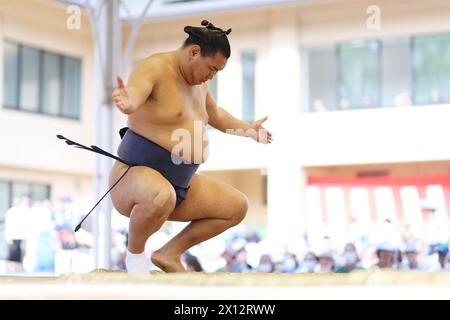 Tokio Japan. April 2024. Hosyoryu, 15. APRIL 2024 - Sumo: Jährliches Sumo-Turnier zum Yasukuni-Schrein in Tokio, Japan. Quelle: Naoki Morita/AFLO SPORT/Alamy Live News Stockfoto