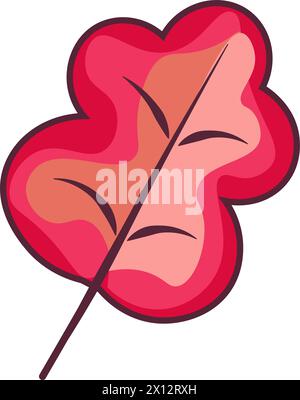 Herbstliche Illustration mit trockenem rotem Baumblatt. Baumblatt, Herbarium. Einfacher Comic mehrfarbiger Vektor Hand gezeichnet isoliert auf weißem Hintergrund Stock Vektor