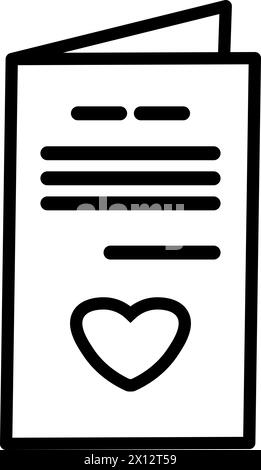 Weihnachtskarte mit Herz dekoriert, Geburtstagsfeier-Symbol. Umriss der festlichen Weihnachtskarte für das Design des Kinderunterhaltungs-Zentrums. Einfaches lineares i Stock Vektor