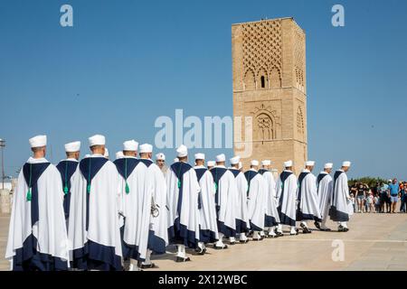 Rabat, Marokko. April 2024. Besuch des Mausoleums von Mohamed V. in Rabat, Sonntag, 14. April 2024. Vom 14. Bis 16. April 2024 besuchen mehrere belgische Regierungsmitglieder und Unternehmer Marokko offiziell. BELGA FOTO HATIM KAGHAT Credit: Belga News Agency/Alamy Live News Stockfoto