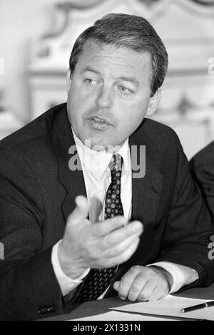 Österreichs Bundeskanzler Franz Vranitzky während einer Pressekonferenz am 13. Juli 1988. - 19880713 PD0002 - Rechteinfo: Rechte verwaltet (RM) Stockfoto