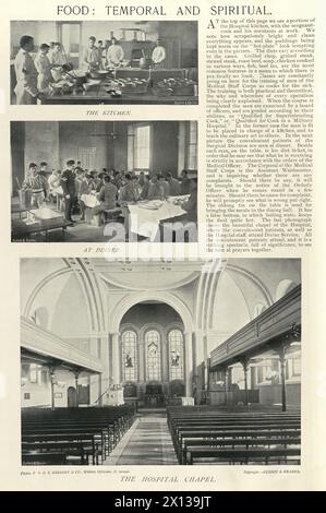 Vintage Bild Küche und Kapelle, Royal Victoria Hospital oder Netley Hospital, Krankenschwester, Victorian Healthcare, 1890er Jahre, 19. Jahrhundert. Das Royal Victoria Hospital oder Netley Hospital war ein großes Militärkrankenhaus in Netley in der Nähe von Southampton, Hampshire, England Stockfoto