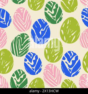 Minimalistisches Muster mit Ostereiern. Festliches Frühlingsdesign. Perfekt als Geschenkverpackung und eine großartige Ergänzung für Ihr Projekt. Stock Vektor