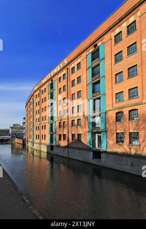 Das britische Wasserstraßen-Gebäude am Nottingham and Beeston Canal, Castle Wharf, Waterfront Area von Nottingham City, Nottinghamshire, England, Großbritannien Stockfoto