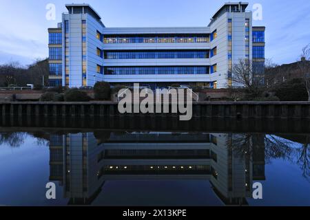 Das New Castle House am Nottingham and Beeston Canal, Castle Wharf, Waterfront Area von Nottingham City, Nottinghamshire, England, Großbritannien Stockfoto