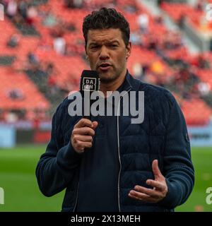 Leverkusen, Nordrhein-Westfalen, Deutschland. April 2024. Am 29. Spieltag der Bundesliga spielten Bayer Leverkusen gegen Werder Bremen in der BayArena in Leverkusen am 14. April 2024. Quelle: ZUMA Press, Inc./Alamy Live News Stockfoto