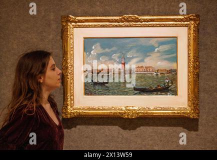 London, Großbritannien. April 2024. GIORGIO DE CHIRICO (1888-1978) Venezia - Palazzo Ducale EST £80.000-120.000 Impressionist and Modern Art Sale bei Bonhams Credit: Karl Black/Alamy Live News Stockfoto