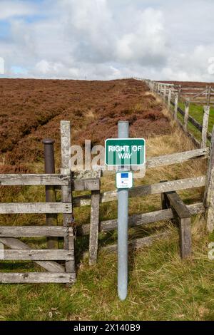 Schild rechts in den Lammermuir Hills Stockfoto