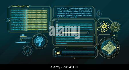SCI-fi-Schnittstelle des Datendekodierungsprogramms. Stock Vektor