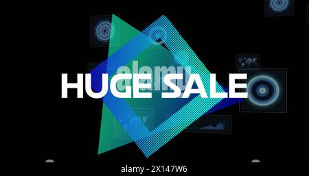 Bild der Datenverarbeitung über riesigen Verkaufstext Stockfoto