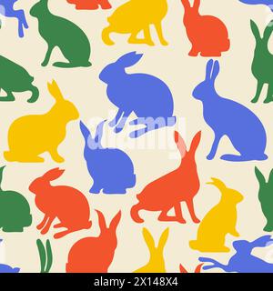 Minimalistisches Muster mit Osterhase. Festliches Frühlingsdesign. Perfekt für Geschenkverpackungen, Hintergründe, Drucke und mehr Stock Vektor