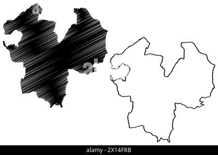 Arlesheim District (Schweiz, Schweizerische Eidgenossenschaft, Kanton Basel-Landschaft oder Basel-Country, Baselland oder Baselbiet) Map Vector Illustration, sc Stock Vektor