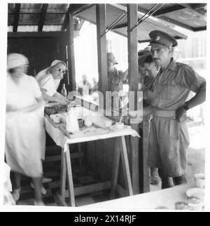 Eine KANTINE AM KAI - die Freiwilligen versorgen Soldaten mit Erfrischungen British Army Stockfoto