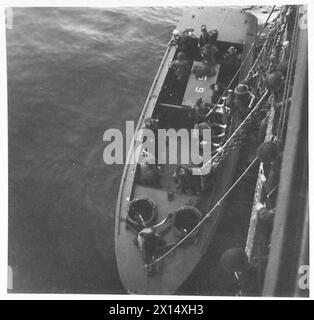 DIE OPERATION FACKEL, NOVEMBER 1942 – Truppen der britischen 78. Infanteriedivision, die von einem Truppenschiff aus mit Hilfe von Scrambling-Netzen an Land in Algier gehen, 9. November 1942 British Army, British Army, 78. Infanteriedivision Stockfoto