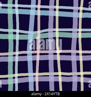 Vektor Hand gezeichnet niedliches kariertes Muster. Cottagecore Doodle Plaid geometrische halbtransparente einfache Textur. Kreuzungslinien. Abstrakt süß zart Stock Vektor