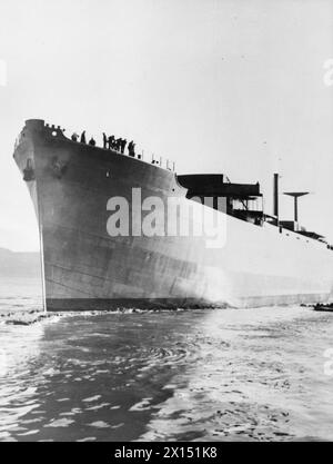 EIN SCHIFF DER BRITISCHEN HANDELSFLOTTE. - Teilweise gefertigtes Dampffrachtschiff 10.300 Tonnen DW Stockfoto