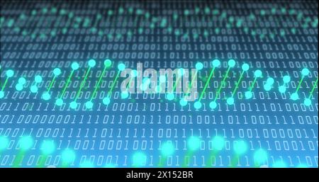 Bild der Datenverarbeitung mit dna-Strängen auf blauem Hintergrund Stockfoto