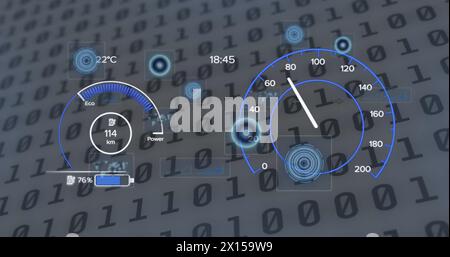 Bild mit blauem Text tippen Sie hier mit wachsenden Einkaufssymbolen Stockfoto