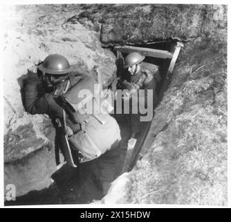 MIT DER SCHWARZEN UHR AUF DEN SHETLAND-INSELN - Men of the Black Watch in einem Beobachtungsposten der britischen Armee Stockfoto