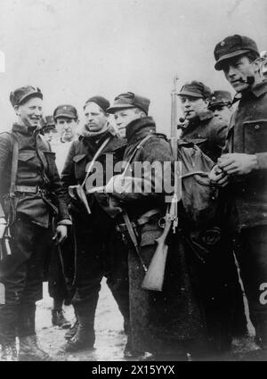 DIE DEUTSCHE INVASION NORWEGENS, 1940 - norwegische Soldaten in der Nachbarschaft Kongsvinger, 40 Meilen nordöstlich von Oslo, wo sie am Widerstand der Deutschen Vormarsch teilnahmen, 28. April 1940 Norwegische Armee Stockfoto