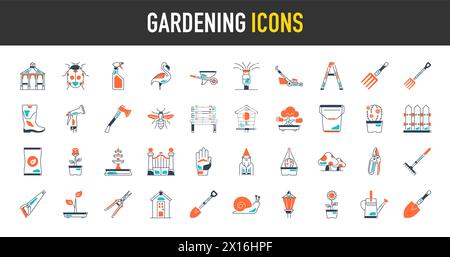 Satz von Garten- und Landwirtschaftssymbolen Vektorillustration Stock Vektor