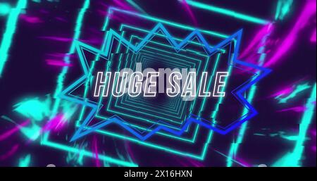 Bild eines riesigen Verkaufstextes über Neonmuster Stockfoto