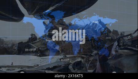 Abbildung des Netzwerks von Verbindungen über Datenverarbeitung und digitale Abschirmung Stockfoto