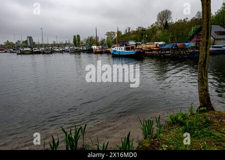 Spaziergang um den Kralingen See das städtische Naturreservat rund um den Kralingen Lake & Forrest ist ein meist gut genutztes Freizeit- und Aktivitätengebiet für die Bewohner von Rotterdam - den Haag Region, vergleichbar mit dem New Yorker Central Park. Nur viel größer. Sail Boat Club. Rotterdam, Niederlande. Rotterdam Kralingse Bos / Kralingse Plas Zuid-Holland Nederland Copyright: XGuidoxKoppesx Stockfoto