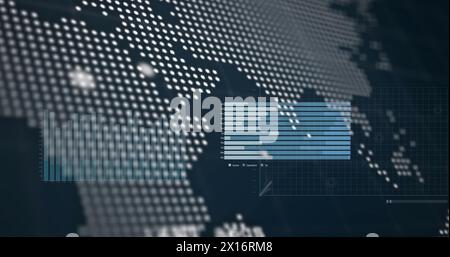 Bild der Verarbeitung von Finanzdaten auf schwarzem Hintergrund Stockfoto