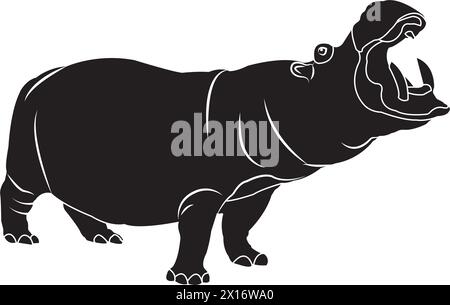 Nilpferd-Symbol-Vektor-Illustration einfaches Design Stock Vektor