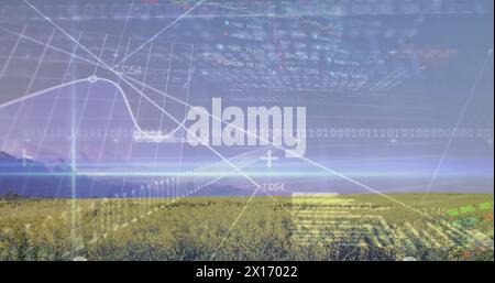 Bild der Börse und Datenverarbeitung über Feld Stockfoto