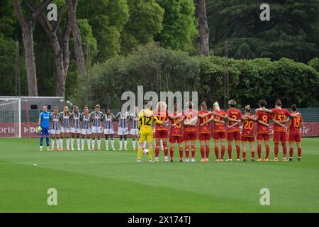 Rom, Italien. April 2024. Während der italienischen Fußball-Meisterschaftsliga Wurde am 15. April 2023/2024 Ein Spiel zwischen AS Roma und Juventus Women im Stadion Tre Fontane im Jahr 2024 durchgeführt. Quelle: Unabhängige Fotoagentur/Alamy Live News Stockfoto