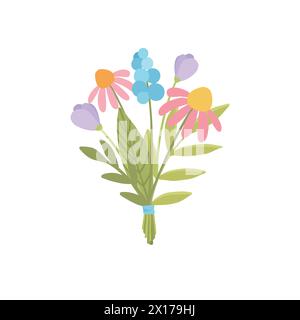 Frühlingsfeldblume. Wiesenblumenzweig, Stiel. Blühende blühende Pflanze. Zerbrechliches, sanftes Kraut, einfache Wildblume. Botanisches natürliches flach Stock Vektor