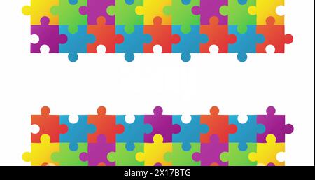 Bild der Puzzleteile auf weißem Hintergrund Stockfoto