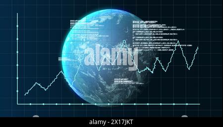 Bild von Globus über Datenverarbeitung Stockfoto