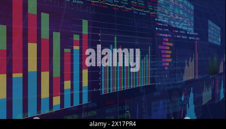Bild von Statistiken und der Verarbeitung von Finanzdaten über das Grid Stockfoto