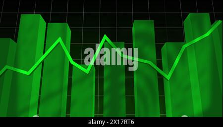 Bild der statistischen Datenverarbeitung über das Netznetz vor schwarzem Hintergrund Stockfoto