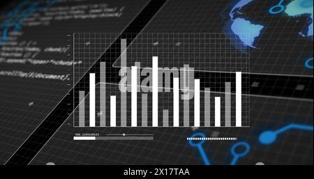 Bild der Verarbeitung von Finanzdaten im Vergleich zu Statistiken Stockfoto