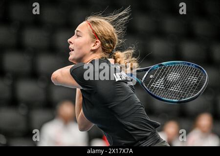 13 04 2024. Vilnius, Litauen. Billie Jean King Cup Spiel Kroatien-Litauen. Patricija Paukštytė (WTA-978) Stockfoto