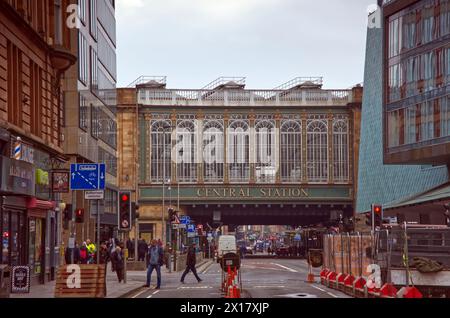 Hielanman's Umbrella, lokaler Spitzname für die verglaste Eisenbahnbrücke, Central Station, Argyle Street, Glasgow, Schottland, UK Stockfoto