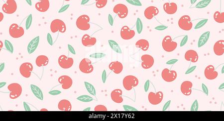 Nahtloses Vektormuster mit entzückenden Kirschblüten in Rosa für süße Kinderzimmer Projekte. Stock Vektor