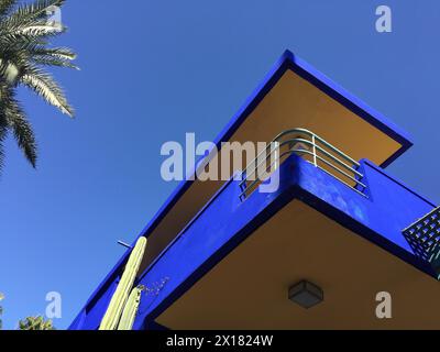 Marokko, Marrakesch, Detail des Hauses La Villa im Jardin Majorelle in Marrakesch Marokko, Marrakesch, Marrakesch, Marrakesch, Marokko Stockfoto