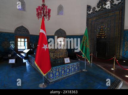 Das Grüne Grab befindet sich in Bursa, Türkei und wurde im 15. Jahrhundert erbaut. Stockfoto