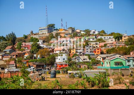 Antananarivo, Madagaskar 07. Oktober 2023. Stadtbild, Tana, Hauptstadt Madagaskars. Menschen und Straßen der armen Hauptstadt und der größten Stadt Madagaskars. d Stockfoto