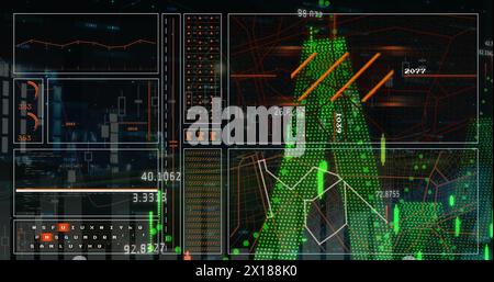 Bild der Verarbeitung von Finanzdaten auf Bildschirmen Stockfoto